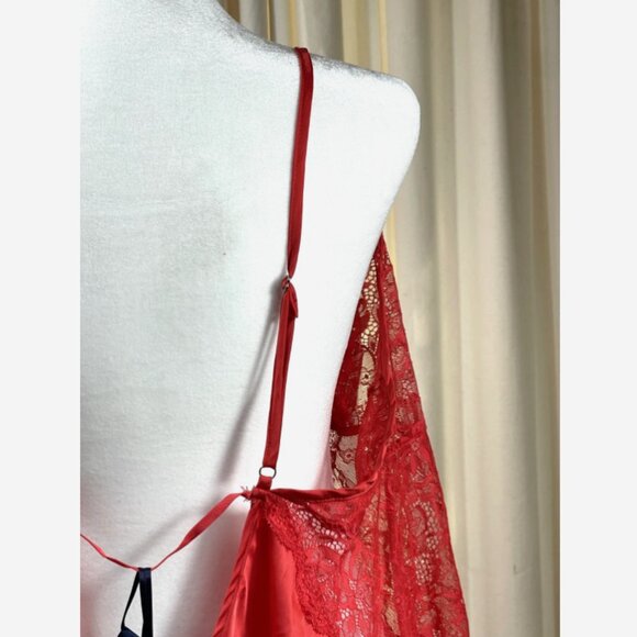 Fox & Royal Lace Chemise Size 18 Burnt Coral Slinky Nightgown NWT - Picture 6 of 13